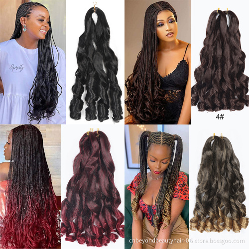 Free Sample Silky Pony Style Wavy Braiding  Hair Spiral Curly Hair Extensions French Curls Synthetic Curly Braiding Hair